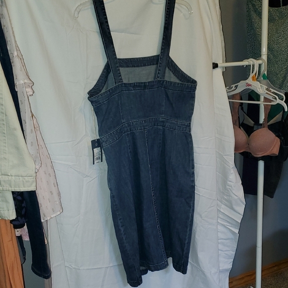 Medium Blue Denim Sleeveless Square Neck Midi Dress - Picture 3 of 9